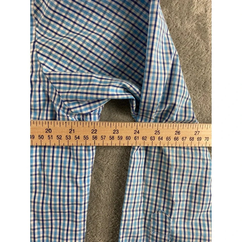 Banana Republic Mens Blue Check Non Iron Classic Fit Button Down Shirt M 15-15.5